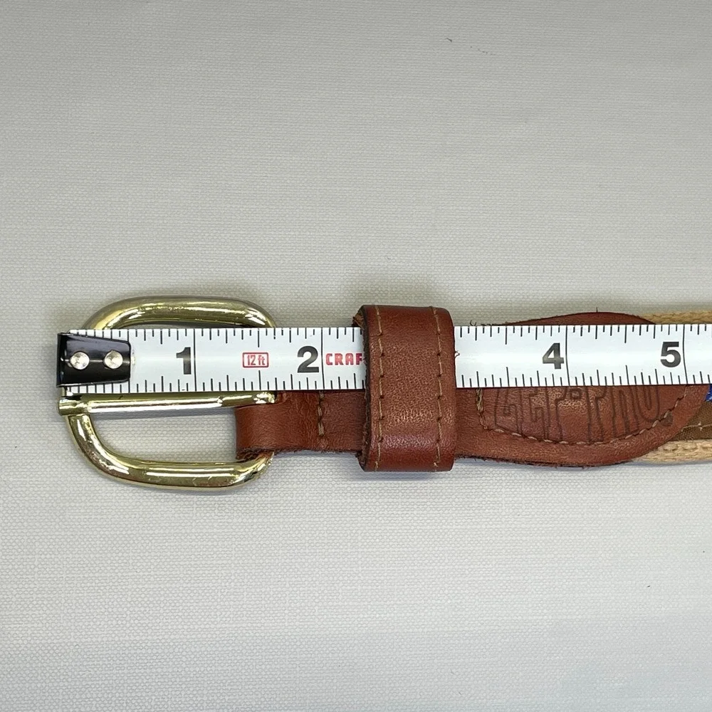 Zep-Pro Mens Size 40 Belt Brown Leather Canvas Blue Fish - Made in USA